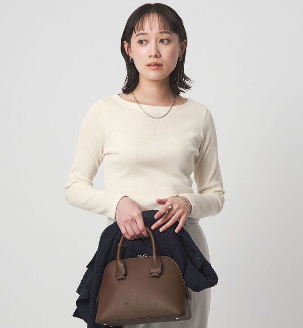 UNITED ARROWS green label relaxing「ラメ リブ ボートネック カットソー」|Tシャツ・カットソー|OFF WHITE