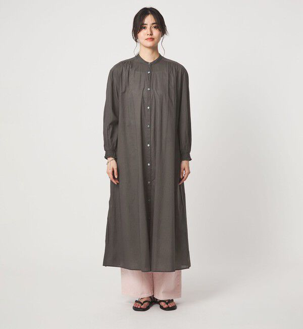 UNITED ARROWS green label relaxing「ギャザー ソリッド シャツワンピース」|ワンピース|