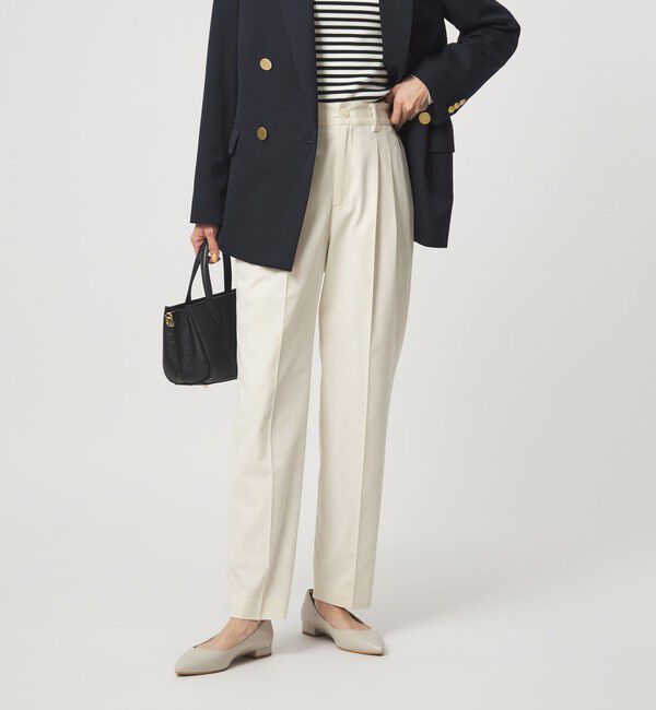 UNITED ARROWS green label relaxing「［size SHORT/TALLあり］Daily Chic タック スリム パンツ オフホワイト」|スラックス|OFF WHITE