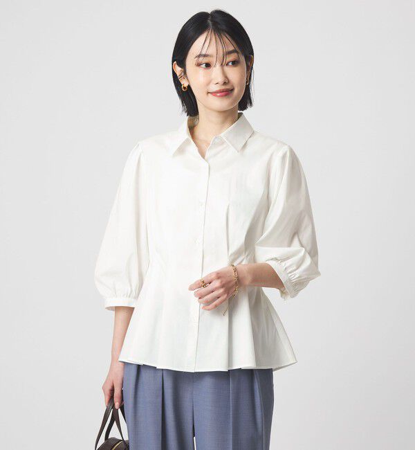 UNITED ARROWS green label relaxing「ウエスト タック フレア シャツ」|シャツ・ブラウス|WHITE