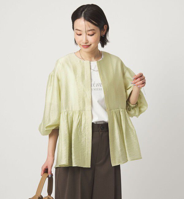 UNITED ARROWS green label relaxing「［size SHORTあり］fleurie(フルリー) シアー ノーカラー ジャケット 接触冷感」|ノーカラージャケット|