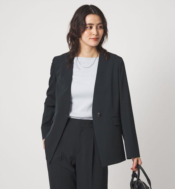 UNITED ARROWS green label relaxing「［size SHORTあり］サラフール ノーラペル ジャケット ストレッチ 接触冷感 UVカット」|ノーカラージャケット|