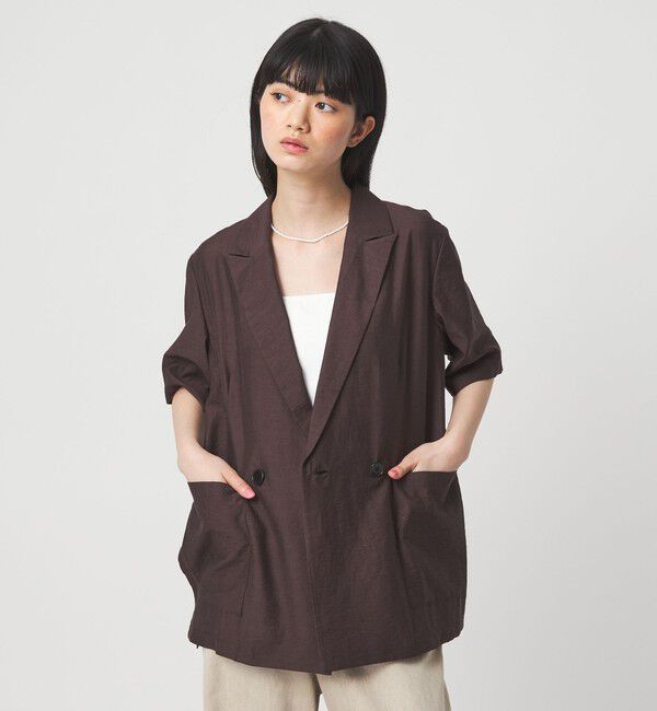 EMMEL REFINES「＜EMMEL REFINES＞EM マーブルローン ショートスリーブ ジャケット」|テーラードジャケット|