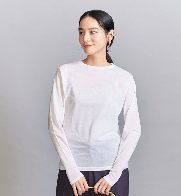 BEAUTY&YOUTH UNITED ARROWS「コットンナイロン天竺 シアー クルーネック Tシャツ」|Tシャツ・カットソー|OFF WHITE