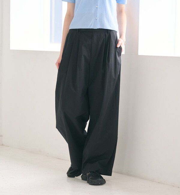 BEAUTY&YOUTH UNITED ARROWS「ナイロンコットン ワイドタックパンツ ウォッシャブル」|その他|BLACK