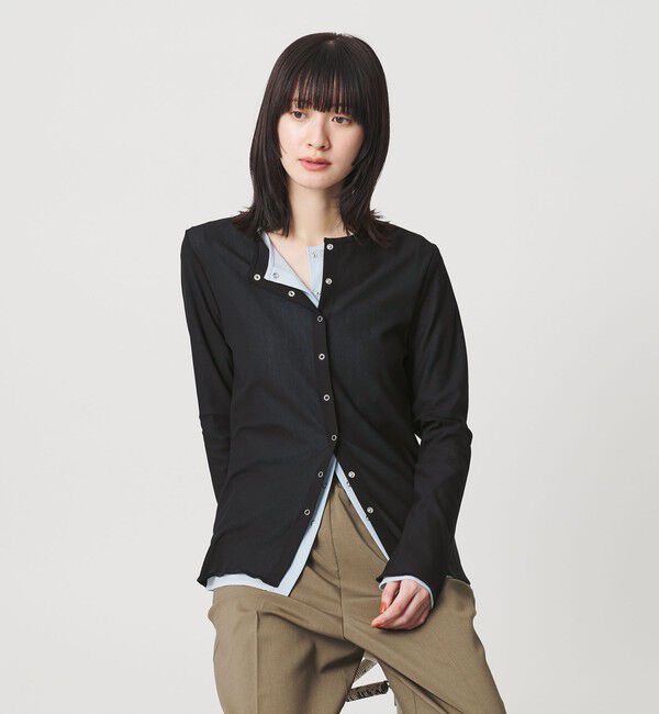 BEAUTY&YOUTH UNITED ARROWS「リングボタン チュール カーディガン ウォッシャブル 接触冷感」|カーディガン|