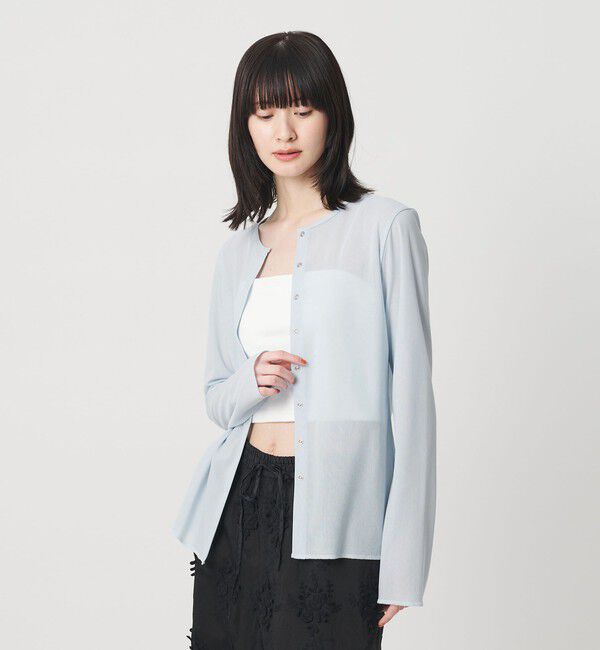BEAUTY&YOUTH UNITED ARROWS「リングボタン チュール カーディガン ウォッシャブル 接触冷感」|カーディガン|