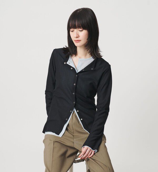 BEAUTY&YOUTH UNITED ARROWS「リングボタン チュール カーディガン ウォッシャブル 接触冷感」|カーディガン|