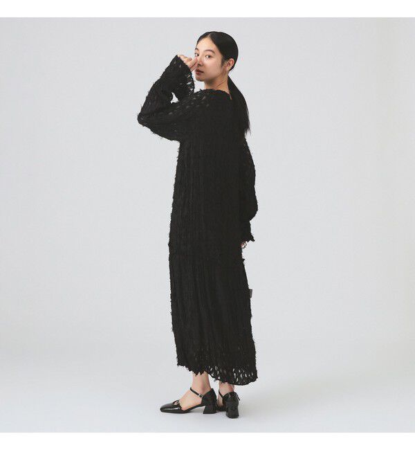 Ray BEAMS 「フリンジ ジャカード クリンクル ワンピース」|ワンピース|