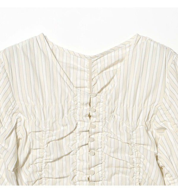 Ray BEAMS 「ストライプ シャーリング Vネック ブラウス」|シャツ・ブラウス|
