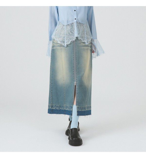 Ray BEAMS 「オーバーダイ デニム スカート」|スカート|BLUE