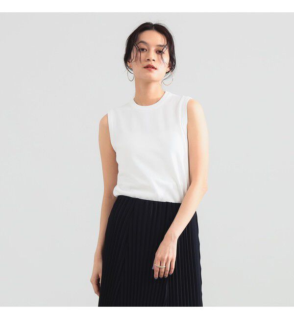 Demi-Luxe BEAMS 「SLOANE / 18ゲージ 天竺 クルーネック ノースリーブ ニット」|ニット・セーター|WHITE