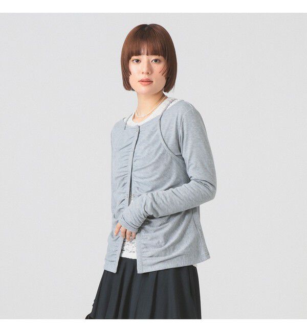 Ray BEAMS 「キャミソール レイヤード ギャザー Tシャツ」|Tシャツ・カットソー|GREY