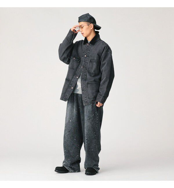 BEAMS「フェード デニム ルーズ カバーオールジャケット」|ブルゾン・スタジャン|