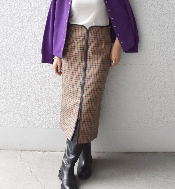 SHIPS any「SHIPS any:〈ウォッシャブル〉チェック スティック ミディ スカート」|タイト|