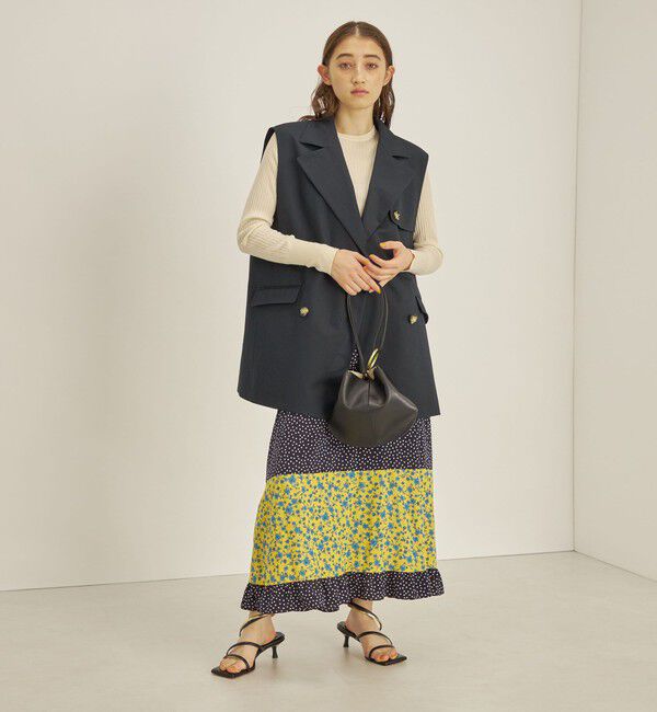 SHIPS for women「〈手洗い可能〉切替 プリント セミフレア スカート」|スカート|