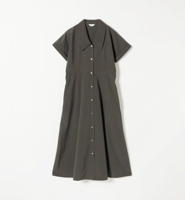 SHIPS any「SHIPS any:〈洗濯機可能〉フラットカラー Vネック フレア ワンピース」|ワンピース|チャコールグレー