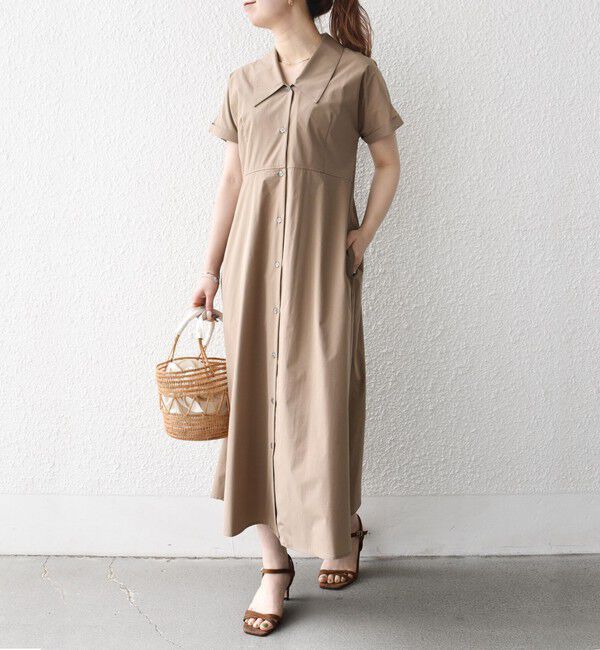 SHIPS any「SHIPS any:〈洗濯機可能〉フラットカラー Vネック フレア ワンピース」|ワンピース|