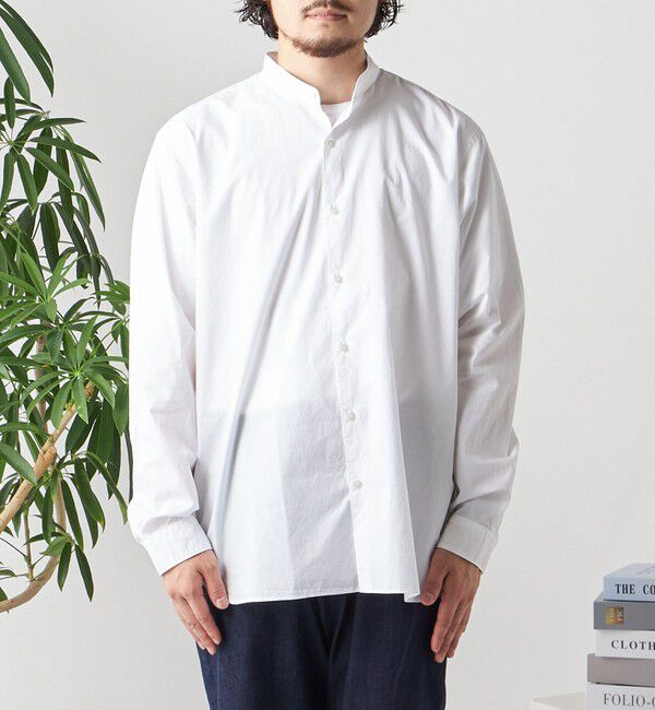 SHIPS any「SHIPS any: ストライプ / ソリッド リラックス バンドカラー シャツ 25AW◇」|シャツ・ブラウス|