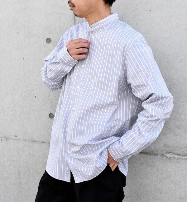 SHIPS any「SHIPS any: ストライプ / ソリッド リラックス バンドカラー シャツ 25AW◇」|シャツ・ブラウス|