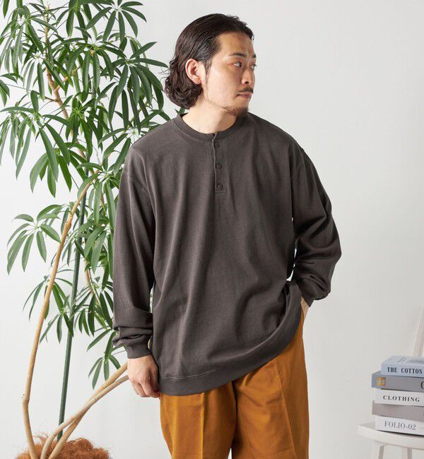 SHIPS any「SHIPS any: COTTON USA ガーメントダイ ヘビーウェイト ヘンリーネック Tシャツ (ロンT)◇」|Tシャツ・カットソー|