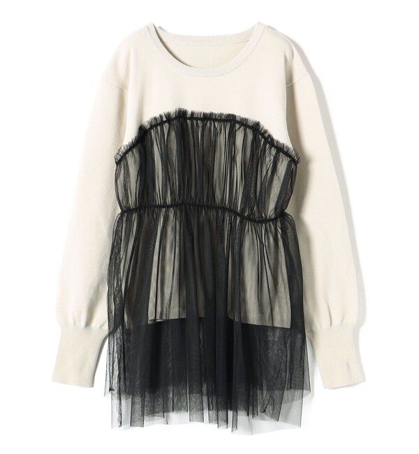 SHIPS for women「* 〈手洗い可能〉チュール ドッキング ニット ◇」|ニット・セーター|