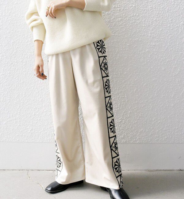 SHIPS any「bon_meur:〈洗濯機可能〉ベロア カットワーク パンツ」|その他|ベージュ