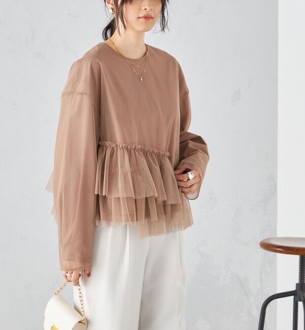 SHIPS for women「〈手洗い可能〉インナーセット チュール デザイン ブラウス ◇」|シャツ・ブラウス|ベージュ