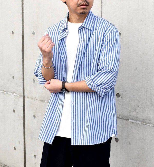 SHIPS any「SHIPS any: 〈洗濯機可能〉コットン / リネン ７分袖 レギュラー シャツ 24SS◇」|シャツ・ブラウス|