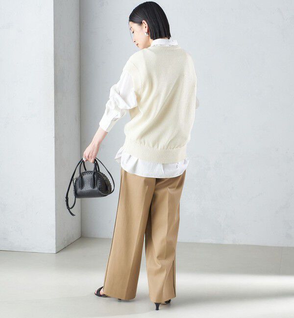 SHIPS for women「〈手洗い可能〉ラメ混 ペーパー 編地 コンビ プルオーバー ◇」|ニット・セーター|