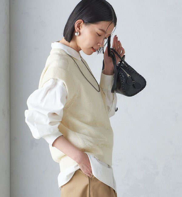 SHIPS for women「〈手洗い可能〉ラメ混 ペーパー 編地 コンビ プルオーバー ◇」|ニット・セーター|