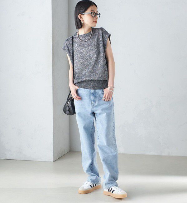 SHIPS for women「〈手洗い可能〉ラメ混 ペーパー 編地 コンビ プルオーバー ◇」|ニット・セーター|