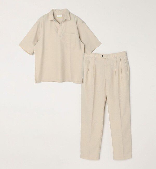 SHIPS any「SHIPS any: 〈接触冷感等〉ハイブリッドリネン 2タック パンツ (セットアップ対応)」|チノ|