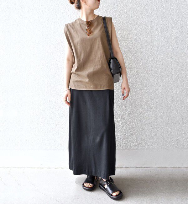 SHIPS any「《一部追加予約》SHIPS any:〈抗菌防臭/洗濯機可能〉USAコットン ラウンドヘム ノースリーブ TEE」|Tシャツ・カットソー|