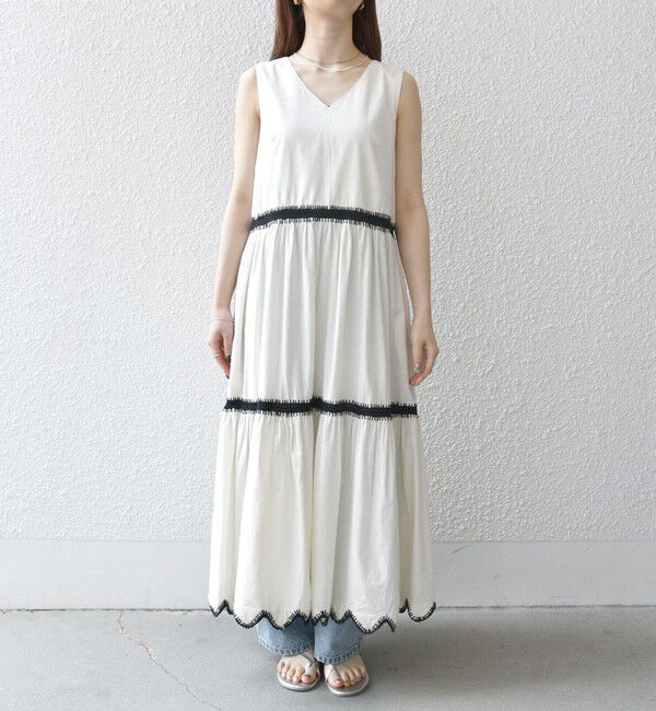 SHIPS any「bon_meur:〈洗濯機可能〉ブランケット エンブロイダリー ティアード ワンピース」|ワンピース|