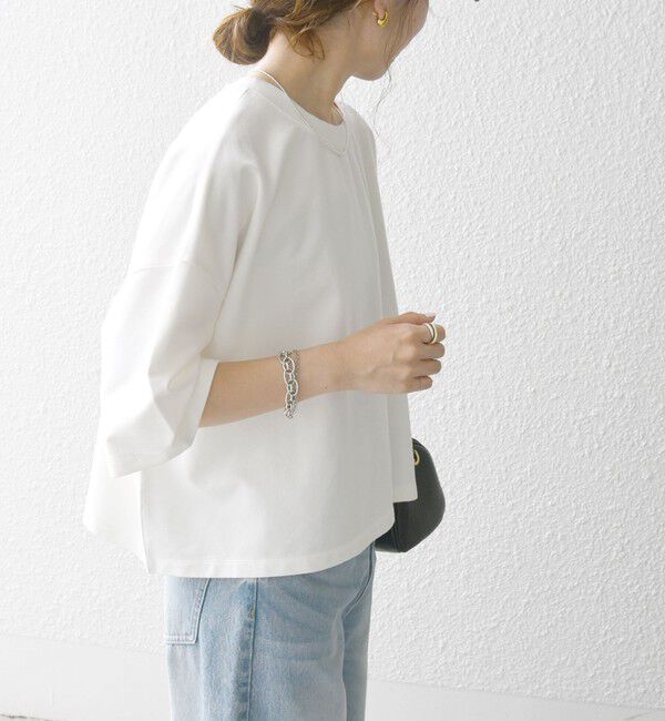 SHIPS any「【WEB限定】SHIPS any:〈洗濯機可能〉インレイ ハーフスリーブ ショートTEE」|Tシャツ・カットソー|