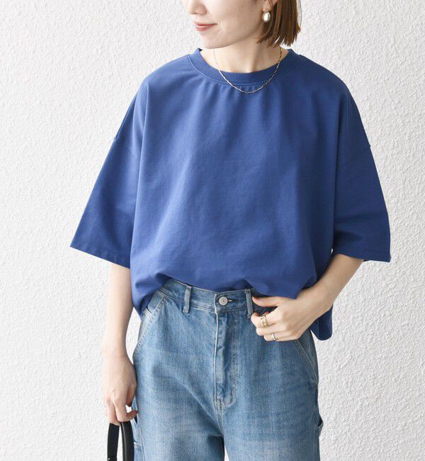 SHIPS any「【WEB限定】SHIPS any:〈洗濯機可能〉インレイ ハーフスリーブ ショートTEE」|Tシャツ・カットソー|