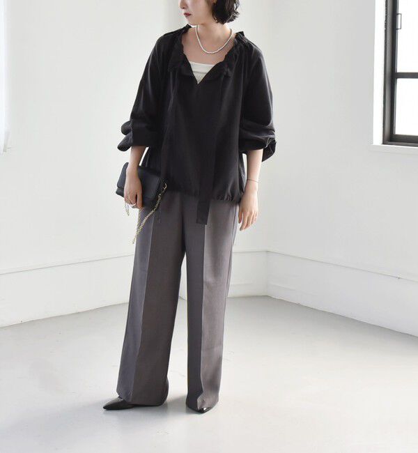 quaranciel「quaranciel:〈洗濯機可能〉ウーステッド イージー ワイドパンツ（セットアップ対応）」|スラックス|