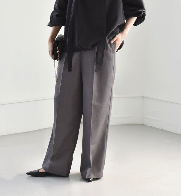 quaranciel「quaranciel:〈洗濯機可能〉ウーステッド イージー ワイドパンツ（セットアップ対応）」|スラックス|