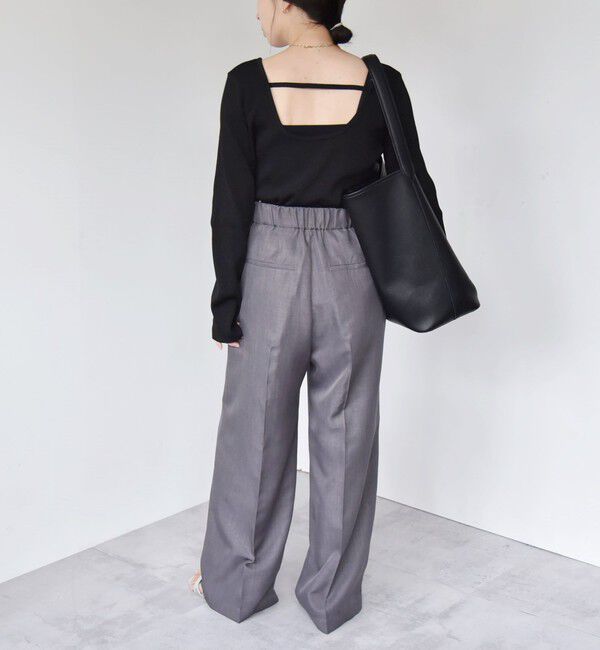 quaranciel「quaranciel:〈洗濯機可能〉ウーステッド イージー ワイドパンツ（セットアップ対応）」|スラックス|