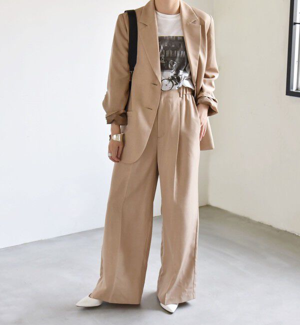 quaranciel「quaranciel:〈洗濯機可能〉ウーステッド イージー ワイドパンツ（セットアップ対応）」|スラックス|