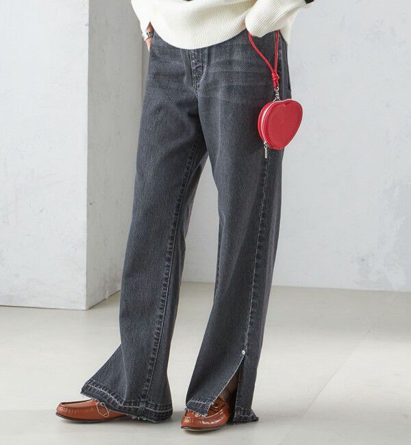 SHIPS for women「〈洗濯機可能〉サイド スリット ストレート デニム」|デニム|