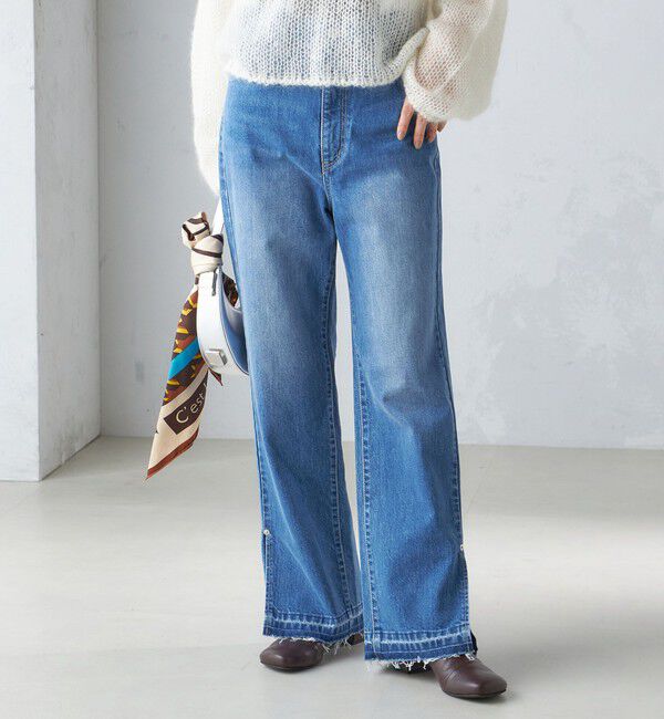 SHIPS for women「〈洗濯機可能〉サイド スリット ストレート デニム」|デニム|