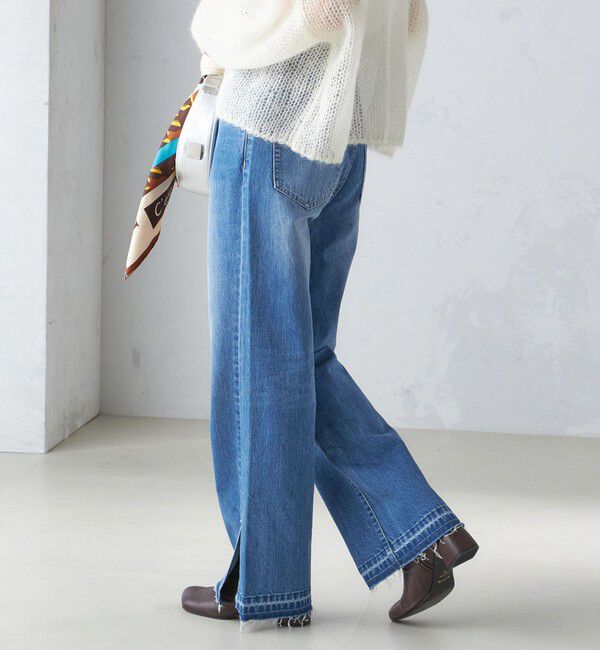 SHIPS for women「〈洗濯機可能〉サイド スリット ストレート デニム」|デニム|