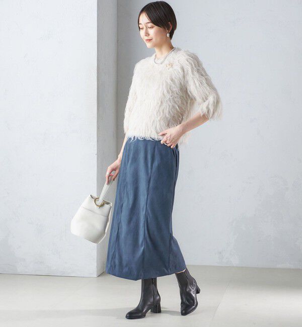 SHIPS for women「〈手洗い可能〉フェイク スエード (ポリエステル) タイト スカート」|タイト|