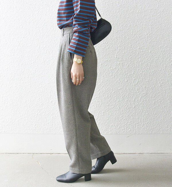 SHIPS any「SHIPS any:〈洗濯機可能〉ウールライク カーブ タック パンツ」|その他|