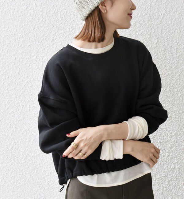 SHIPS any「【WEB限定】SHIPS any:〈洗濯機可能〉USA コットン 裏起毛 コクーン プルオーバー」|スウェット・ジャージ|ブラック