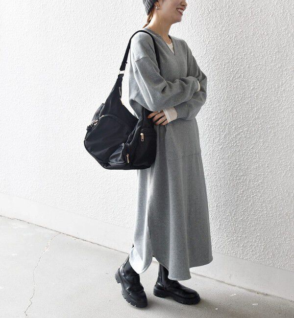 SHIPS any「【WEB限定】SHIPS any: USA コットン 裏起毛 ポケット スウェット ワンピース」|ワンピース|ライトグレー