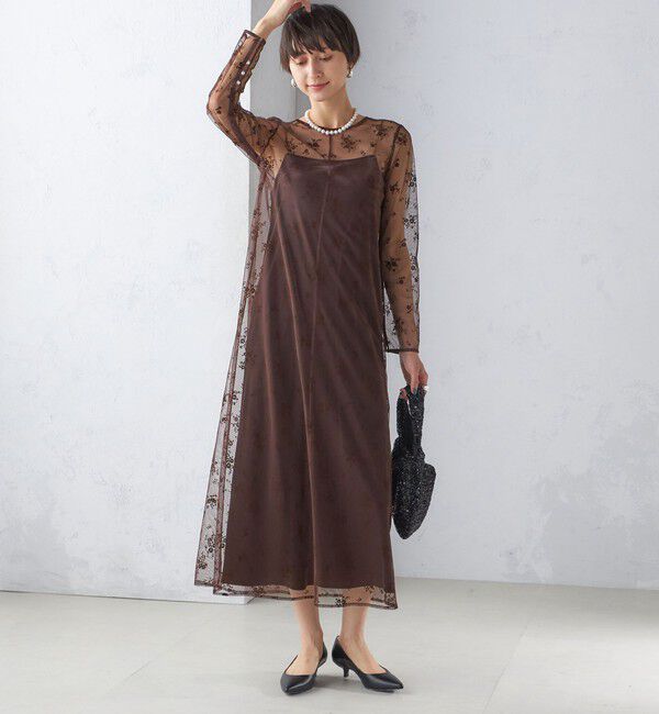 SHIPS for women「kaene:フロッキー レース ポリエステルベロア 2WAY ドレス（セレモニー対応可）」|ワンピース|