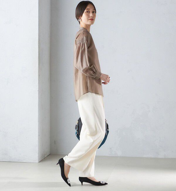 SHIPS for women「〈手洗い可能〉バンドカラー 袖 シャーリング ブラウス」|シャツ・ブラウス|